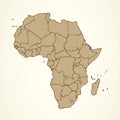 Africa with contours of countries. Vector drawing Royalty Free Stock Photo