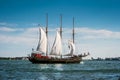 Bigsail ship going on lake. harbour in Toronto