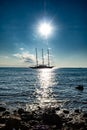 Big Sail Ship Under Bright Sun On The Mediterranean Sea In Croatia Royalty Free Stock Photo