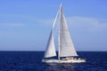 Big sailboat sailing in the Mediterranean sea. Royalty Free Stock Photo