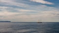 Big tall sailing boat at sea. Beautiful seascape in Baltic Sea in summer