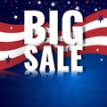 Big Sale. Abstract american background with waving striped flag and starry pattern. Royalty Free Stock Photo