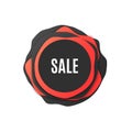 Big sale. Abstract round banner isolated on white background. Brochure for your projects. Red and black waves of paper. Applique f