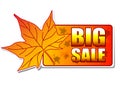 Big sale autumn label with leaf Royalty Free Stock Photo