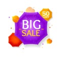 Big Sale Autumn Umbrella Label. Vector