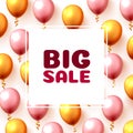 Big sale balloon market frame on the pink background.