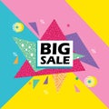 Big sale banner design template colorful trendy popular pastel colors vector illustration