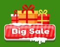 Big Sale Card with Gift Boxes Vector Illustration Royalty Free Stock Photo