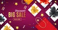 Big Sale Concept Banner Horizontal with Realistic Detailed 3d Elements. Vector Royalty Free Stock Photo