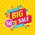 Big sale concept banner template design. Discount up to 50% off abstract promotion layout poster. Vector illustration. Royalty Free Stock Photo