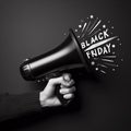 big sale concept. black loudspeaker with the inscription black friday. ai generative Royalty Free Stock Photo