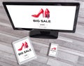 Big sale concept on different devices Royalty Free Stock Photo