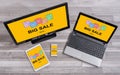 Big sale concept on different devices Royalty Free Stock Photo