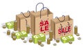 Big Sale concept, Retail, Sellout, Shopping Bag with cash money Royalty Free Stock Photo