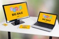 Big sale concept on different devices Royalty Free Stock Photo