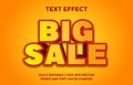 Big sale 3d style editable text effect template Royalty Free Stock Photo