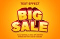 Big sale 3d style editable text effect template Royalty Free Stock Photo