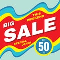 Big sale discount up to 50% - vector banner concept illustration. Advertising promotion creative layout. Graphic design element.