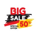 Big sale discount 50% - vector banner concept illustration. Abstract advertising promotion layout on white background.