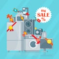 Big Sale in Electronics Store Vector Flat Concept