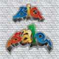 Big sale. Graffiti style. Sale inscription, urban art. Brick wall. gray. Vector