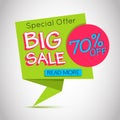 Big Sale green paper banner. Special offer. Up to