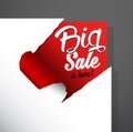 Big Sale is here text uncovered from torn paper corner.
