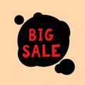 Big sale lettering banner, poster hand drawn black, red, craft. shopping, discounts