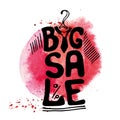 Big Sale lettering.Tee Shirt,watercolor red splash