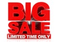 BIG SALE LIMITED TIME ONLY word on white background 3D rendering