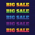 big sale made by neon type, vector illustration. Abstract veiolet background. Design concept. Cinema Signage Light Bulbs Frame