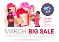 Big Sale On 8 March Banner Template International Women Day Discount And Promotion Concept Royalty Free Stock Photo