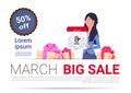 Big Sale On 8 March Banner Template International Women Day Discount And Promotion Concept Royalty Free Stock Photo