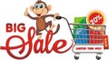 Big sale. Monkey with purchases.