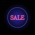 Big sale neon sign on brick wall background Neon fonts