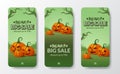 Big sale offer promotion halloween day trick or treat poster banner social media stories with 3d jack of lantern pumpkin monster