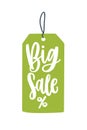 Big sale price tag flat vector illustration. Mega price reduction creative advert idea. Seasonal discounts promo banner Royalty Free Stock Photo