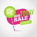 Big sale promotion banner with offer. For coupon or web background. Candy with percent sale. Colorful design.