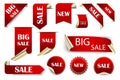 Big sale red labels. Vector set of tags for the promotion. Signs for exclusive discounts. Stock image Royalty Free Stock Photo