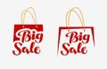 Big Sale on red shopping bag. Closeout icon or symbol