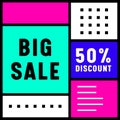 Big Sale Retro Banner Geometric Abstract Template for Social Media or Printable Use. Business Design for Print or Web