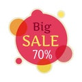 Big Sale Round Banner Isolated. 70 Percent