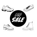 Big Sale shoes, for shoe stores, black and white vector