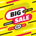 Big sale shop now - concept banner vector illustration. Discount up to 50% off creative poster layout. Promotion abstract shopping Royalty Free Stock Photo