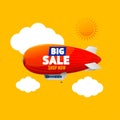 Big Sale Shop Now Concept with Hot Air Zeppelin. Vector
