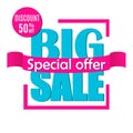 Big Sale. Special offer banner with handwritten element Royalty Free Stock Photo