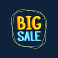 Big sale special offer banner vector illustration. Bright creative design. Happy and funny style. Can be use for kids product Royalty Free Stock Photo