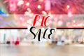 Big sale text on blur interior shopping mall Royalty Free Stock Photo