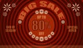 Big sale up to 80% end of year special offer. vintage retro style. small to big circle from center. creative poster design. vector