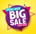 Big sale vector banner design. Big sale special offer text in circle badge tag